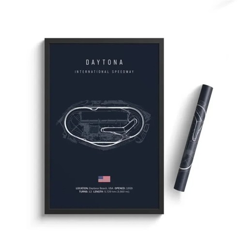 Poster Daytona Circuit, 30 x 40 cm, HD-Leinwanddruck, Formel 1, Wandkunst, Motorsport-Dekoration, ohne Rahmen, für Zuhause und Wohnzimmer