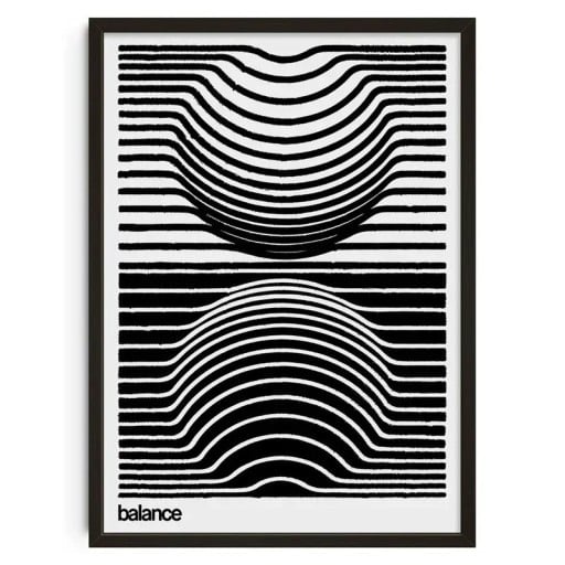 Póster de diseño para pared ilusión óptica 50 x 70 cm impresión en lienzo patrón geométrico en blanco y negro decoración moderna del interior