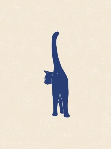 Póster de pared con ilustración minimalista de gato 50x70 cm lienzo sin marco decoración beige y azul para pared en un interior moderno
