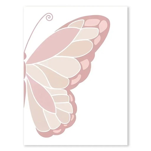Poster de perete aripă de fluture cu ornamente roz 40 x 50 cm Pânză din poliester Tipar moale Fără ramă Decorațiune pentru camera copiilor