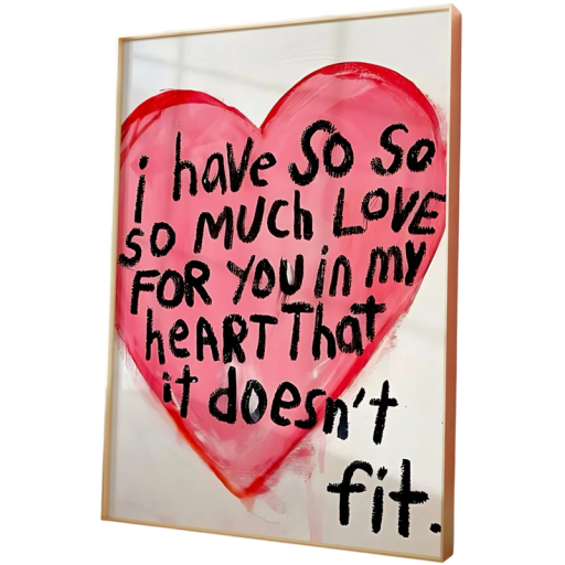 Poster decorativo con citazione e cuore 40 × 60 cm stampa su tela cuore rosso testo scritto a mano nero quadro da parete per la casa senza cornice