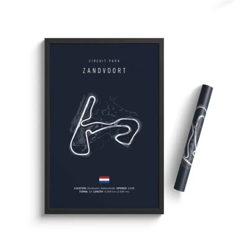 Póster del circuito de Zandvoort, 30 x 40 cm, impresión en lienzo HD, Fórmula 1, deportes de motor, arte de pared, decoración de habitación