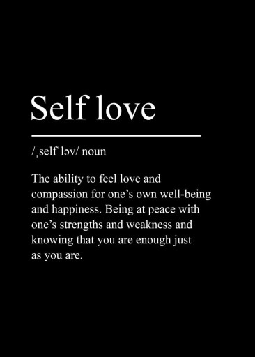 Poster di design per parete Self love con definizione testuale 20 x 30 cm stampa su tela bianco e nero senza cornice decorazione per interni