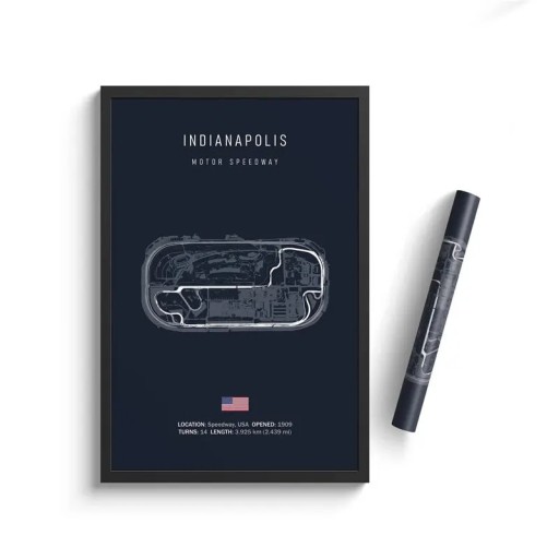 Poster Formel 1 Indianapolis Circuit, 30 x 40 cm, Wand-HD-Leinwand, rahmenlose Dekoration, Rennstrecke, Wohnzimmer, Heimkunst