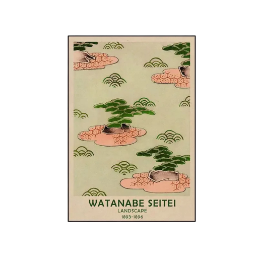 Poster Landschaft Watanabe Seitei 40x60 cm Japanische Kunst Vintage Wandbild Druck ohne Rahmen Heimdekoration Wohnzimmer Café