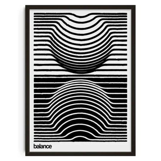 Poster minimalista per parete illusione ottica 40 x 60 cm stampa su tela bianco e nero motivo lineare decorazione moderna per appartamento senza cornice