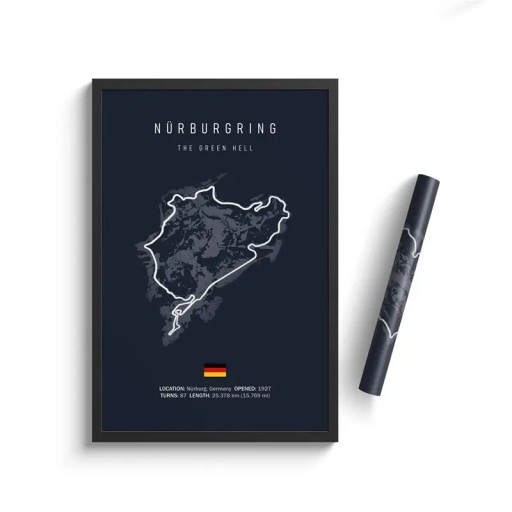Poster Nürburgring Circuit, 30 x 40 cm, HD-Leinwanddruck, Formel 1, Motorsport, Wanddekoration, ungerahmt, Kunstbild, Wohnzimmer, Zuhause