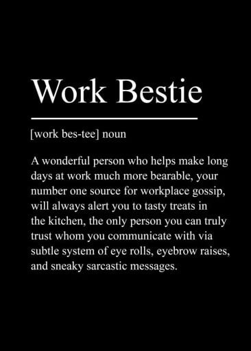 Plakát pe perete Work Bestie cu definiție 40 x 60 cm tipărit pe pânză alb-negru minimalist fără ramă decorare pentru apartament