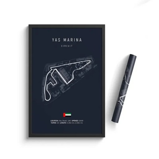 Poster Yas Marina Circuit, 30 x 40 cm, HD-Leinwanddruck, Formel-1-Nachtrennen, Kunstdekoration, ungerahmt, für Zuhause, Wohnzimmer, Motorsport