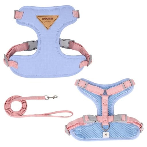 Postroj reglabil pentru pisici și câini mici 10–14 kg L Postroj respirabil cu lesă și plasă Echipament confortabil pentru exterior