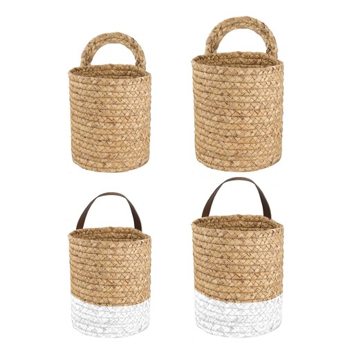 Pots de fleurs suspendus en osier