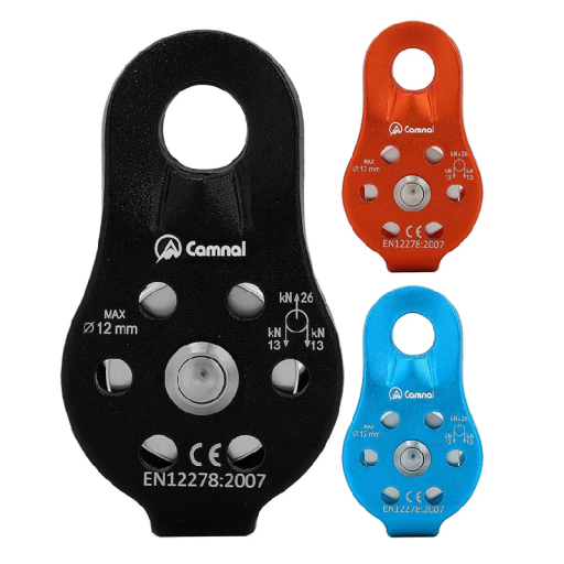 Poulie simple 8,1 x 4,4 cm Alliage d'aluminium pour escalade et alpinisme Corde jusqu'à 12 mm Charge maximale 26 kN Haute résistance