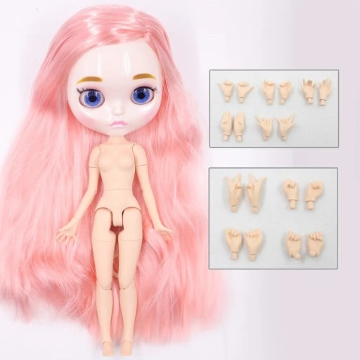 Poupée en plastique 30 cm avec frange sur le côté et différentes nuances de cheveux Réaliste Plastique résistant