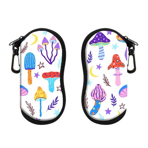 Pouzdro na brýle 17,9 x 8,5 cm Barevné houby Kreslený motiv Zip s karabinou Ochranné pouzdro na sluneční i dioptrické brýle