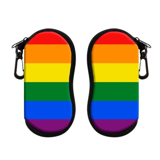 Pouzdro na brýle 17,9 x 8,5 cm Duhový motiv Zip s karabinou Ochranné pouzdro na sluneční i dioptrické brýle
