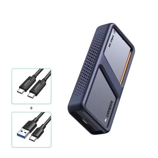 Pouzdro na SSD disk USB 4.0 Rychlost 40 Gb/s Pro M.2 NVMe PCIe M-Key i M & B Key Hliníková slitina a silikon Tmavě modré K notebooku