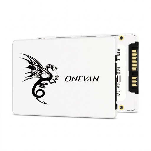 Použitý SSD disk 2,5" 512 GB SATA III 10 x 7 x 0,7 cm v bílém pouzdře s černým potiskem pro výměnu HDD v notebooku i stolním počítači
