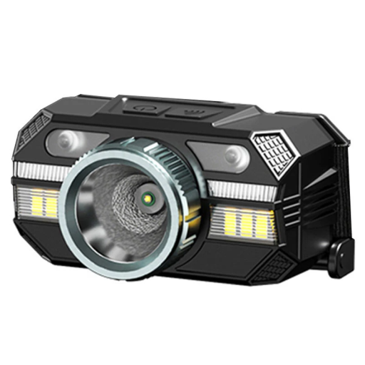 Powerful Headlamp with LED Light and 90° Zoom Rechargeable USB C Red Light 5 Modes Aluminium IP45 Torch 18650 Battery