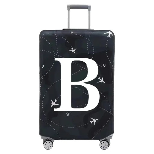 Praktische beschermhoes voor reisbagage met letterprint 65–71 cm rekbare stof zwarte elastische hoes voor bagage