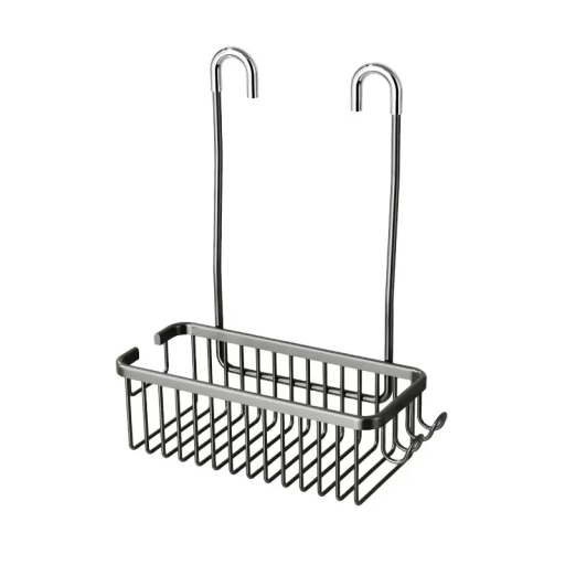 Prateleira de casa de banho em alumínio sem perfuração 28x10x10,5 cm Cesto para banheira Organizador de chuveiro Suporte para cosméticos Espaço de armazenamento Suspensão 36 cm