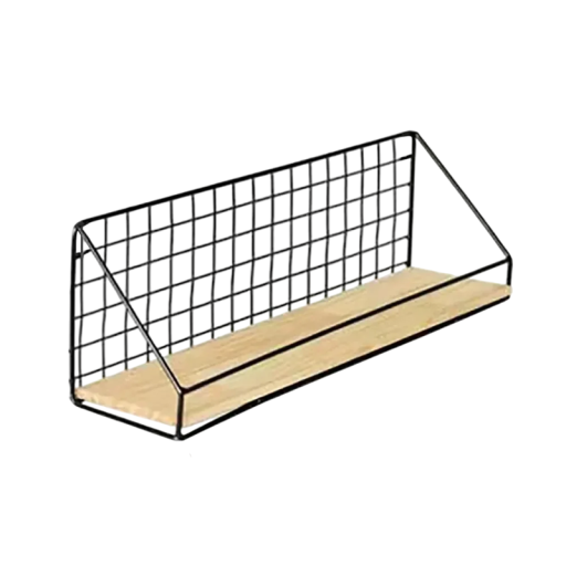Prateleira suspensa com estrutura metálica e prateleira de madeira 35 x 10,5 x 15 cm Tamanho L Prateleira de parede estilosa decoração Loft para sala
