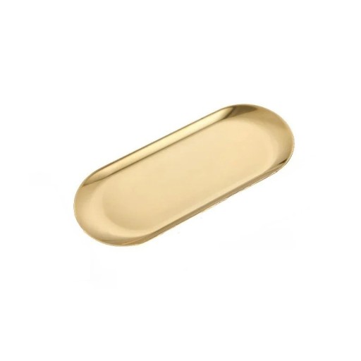 Prato oval dourado 18 x 8,5 cm Prato de aço inoxidável coreano para dim sum Prato de grelhados e serviço criativo longo Mesa moderna de cozinha