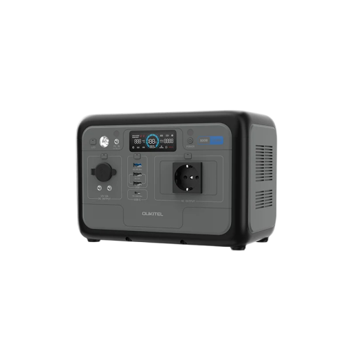 Prenosná nabíjacia stanica OUKITEL P800E 800 W kapacita 512 Wh LiFePO4 batéria 220 V s funkciou UPS šedá pre kemping aj zálohu domácnosti