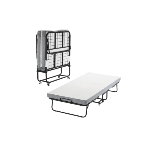 Přenosná skládací postel na kolečkách nosnost 200 kg matrace 98 x 190 x 10 cm z pěny o vysoké hustotě s potahem z polyesteru pro hosty