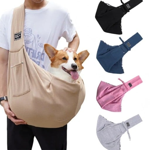 Přenosná táska kutyákok és macskák számára 7,5 kg-ig, vállra akasztható, belső póráz, zseb és kockás bélés, 75 x 65 cm, sétákhoz