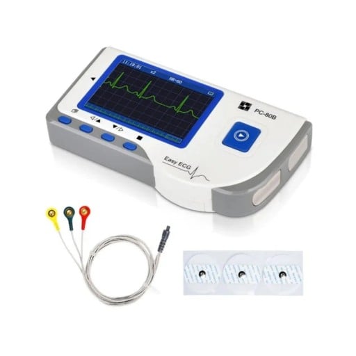 Prenosný EKG monitor Lepu PC-80B Bluetooth a USB nabíjanie Farebný displej s krivkou Rozmery 125 x 70 x 21,5 mm Biely Na meranie tepu