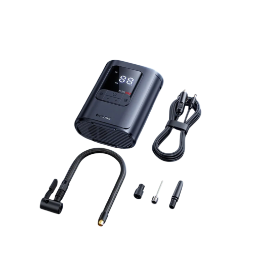 Přenosný kompresor na pneumatiky VA1 Pro Baterie 7500 mAh a 100 W Tlak 3 až 150 PSI Plast ABS LED svítilna Šedý Do auta na motorku i kolo