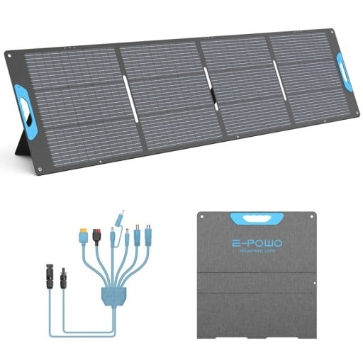 Přenosný solární panel 220 W 26 V rozložený 230 x 59 x 0,4 cm IP67 s USB výstupy šedý skládací pro nabíjecí stanice na kemp i výlety