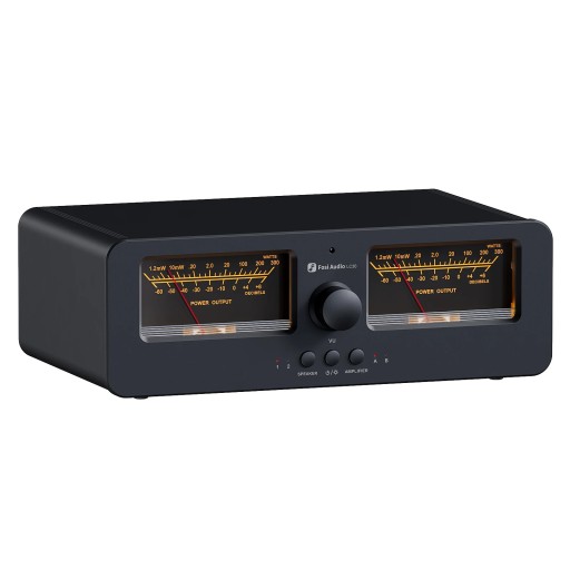 Přepínač reproduktorů LC30 s duálním analogovým VU metrem 2 v 2 výstupy nad 200 W na kanál DB panel a dálkové ovládání černý