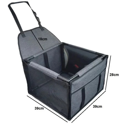 Přepravní box pro psy a kočky do auta 39 x 39 x 28 cm Bezpečnostní sedačka s popruhy Pevná konstrukce Síťované stěny