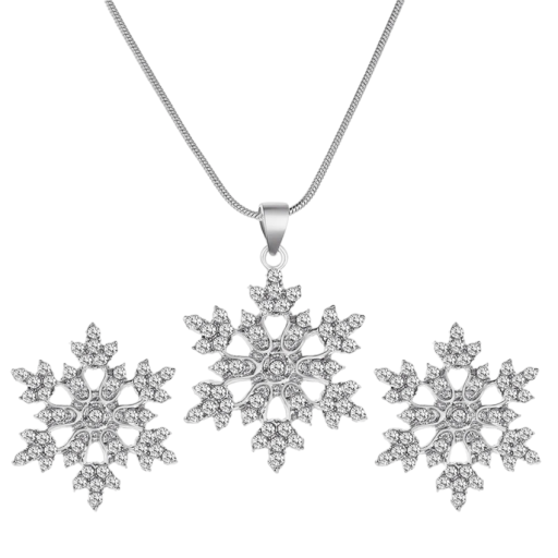 Presentset för snöflinga halsband och örhängen för kvinnor