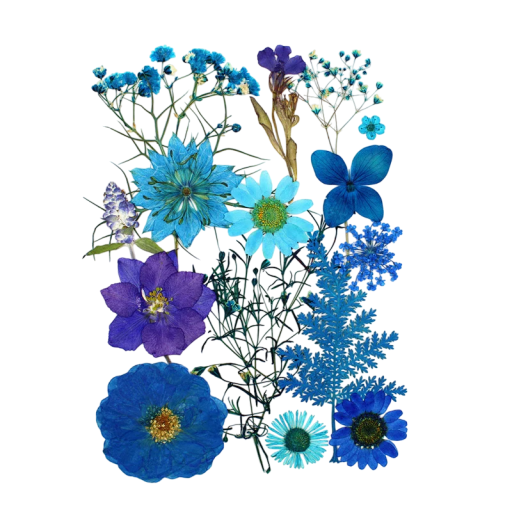 Presse Blumen in Blau und Lila in Harz Rechteckige Form Dekoration Handgefertigte Schmuckgestaltung Kunstprojekte