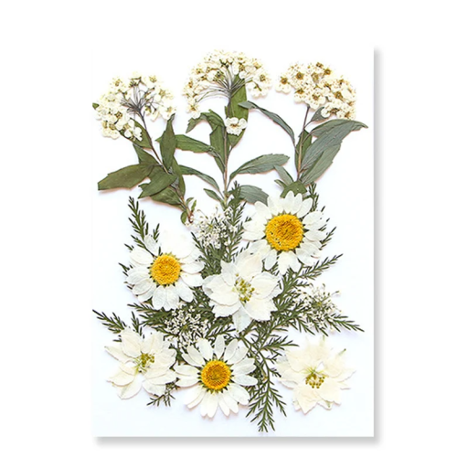 Pressed White Flowers in Resin Rectangular Pendant Interior Decoration Handmade Jewellery Gift Item