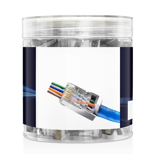 Priechodné RJ45 konektory CAT6 tienené 100ks 8P8C pozlátené 24AWG priehľadné ethernet zakončenie kábla pre PC router