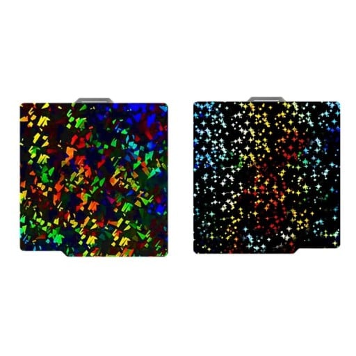 Printbed voor 3D-printer PEY Colorful Flake-Stars 257 x 257 mm dubbelzijdig Stalen plaat Zwart-iriserend Bambu Lab X1 P1 A1 voor PLA