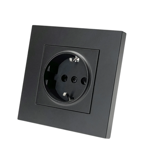 Priză electrică de perete EU 220V 16A AC Priză cu o singură cale cu împământare Neinflamabil Plastic 83×83 mm Rezidențial Uz universal