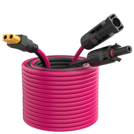 Prodlužovací kabel 10 m se solárním konektorem na XT60 Adaptér pro fotovoltaické panely IP67 do 30 A Černý a růžový Na propojení panelu