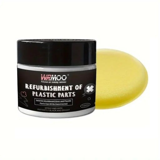 Produit de réparation pour plastiques, céramiques, caoutchoucs et cuirs 100 g avec éponge Réparation des rayures Rénovation des surfaces Nettoyage