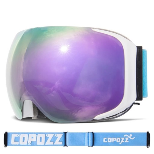 Profesionální lyžařské brýle se zrcadlovým efektem Brýle na lyžování a snowboard s ochranou UV400 Těsnící lyžařské brýle na helmu proti zamlžení s látkovým pouzdrem