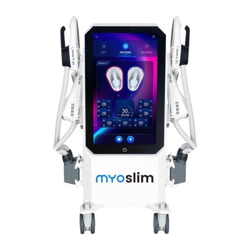 Profesionální RF přístroj MYOslim pro stimulaci svalů 4 rukojeti 6500 W 58 x 56 x 114 cm Bílý Pro tvarování těla a budování svalů