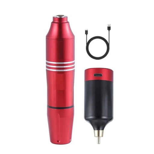 Profesjonalna bezprzewodowa maszynka do tatuażu rotacyjna 12 x 2,7 cm 10 V 10000 RPM 1200 mAh Wygodny uchwyt Ładowanie przez USB Długość skoku 3,5 mm