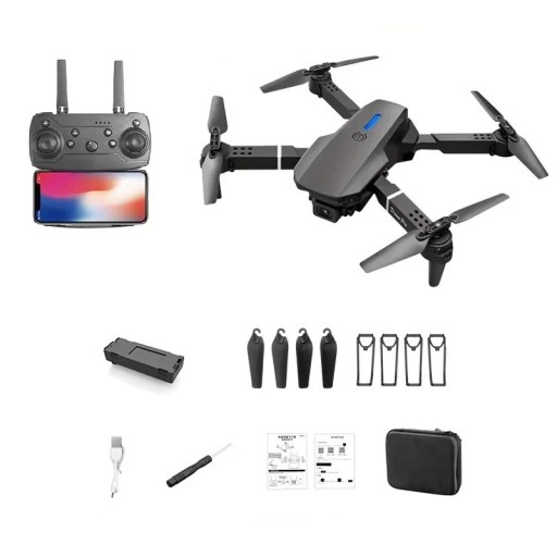 Professional Folding RC Drone with 4K HD Dual Wide-Angle Camera WiFi FPV 2.4 GHz LED Light 3 Speeds Controller Case 25 x 25 x 5.5 cm
