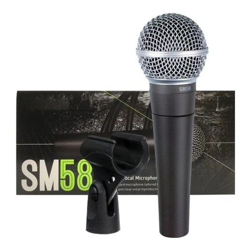 Professionel dynamisk mikrofon med kabel uden tænd/sluk-knap til sang med kardioide karakteristikker, der er velegnet til scene, studie, karaoke og offentlige arrangementer