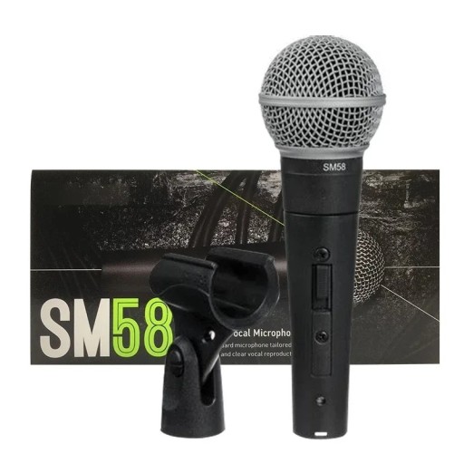 Professionel dynamisk mikrofon med kablet tænd/sluk-knap til sang med kardioide karakteristikker, der er velegnet til scene, studie, karaoke og offentlige arrangementer