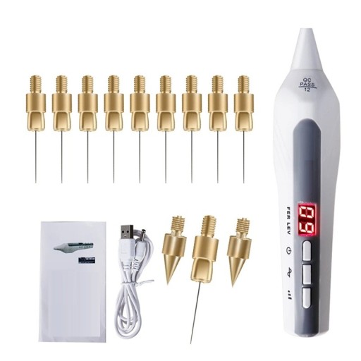 Professionele beautypen voor het liften van de huid, oogleden, vlekverwijdering, 9 standen, 2 sterke naalden, 10 fijne naalden, USB-oplaadfunctie