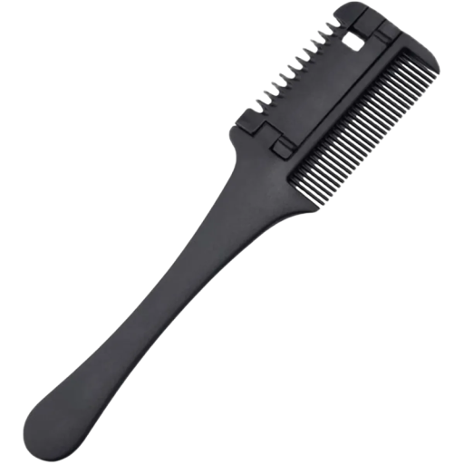 Professionele haar knipkam met zwarte handgreep 19×4,5 cm Kapperskam met verwisselbare mesjes voor het uitdunnen en stylen van haar